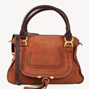 Chloe Marcie Brown Nubuck-Leather Shoulder Bag